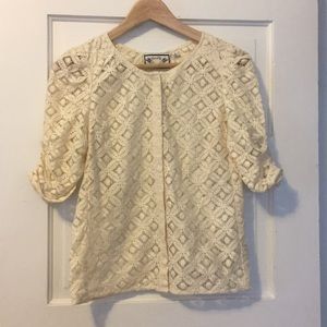 Ivory lace button up shirt